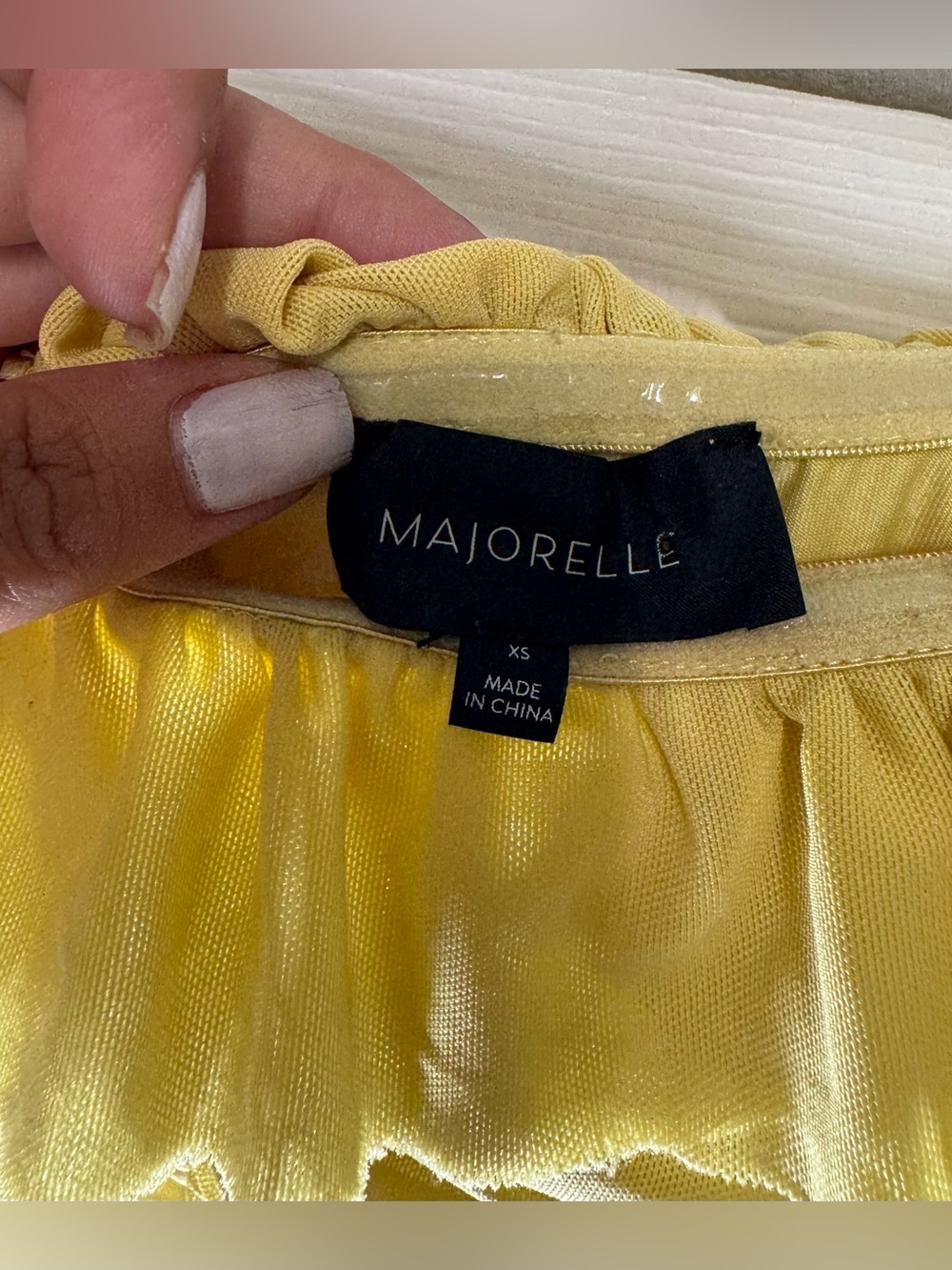 Majorelle Gentille Lemon Yellow off-the-shoulder Ruched Mini Dress Women’s XS - Picture 4 of 16